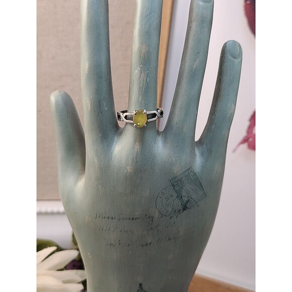 925 Sterling Silver Yellow Lab Opal Ring | Size 7.5 Fire Gem Statement Jewelry - Picture 5 of 5